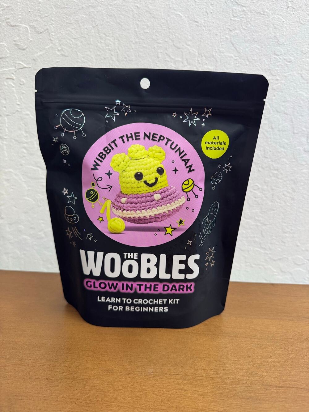 *Glow in the Dark* Woobles Wibbit the Neptunian Collectible Crochet Kit (Sealed)
